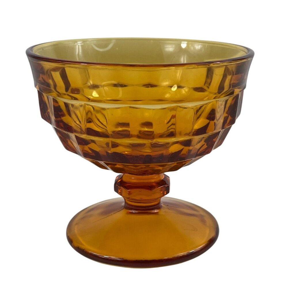 Colony American Whitehall Vintage Cubist Amber Sherbet Dessert Cup